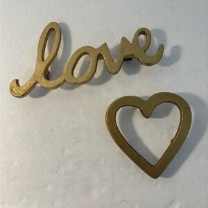 Gold-tone Metal Love and Heart Wall Hangings